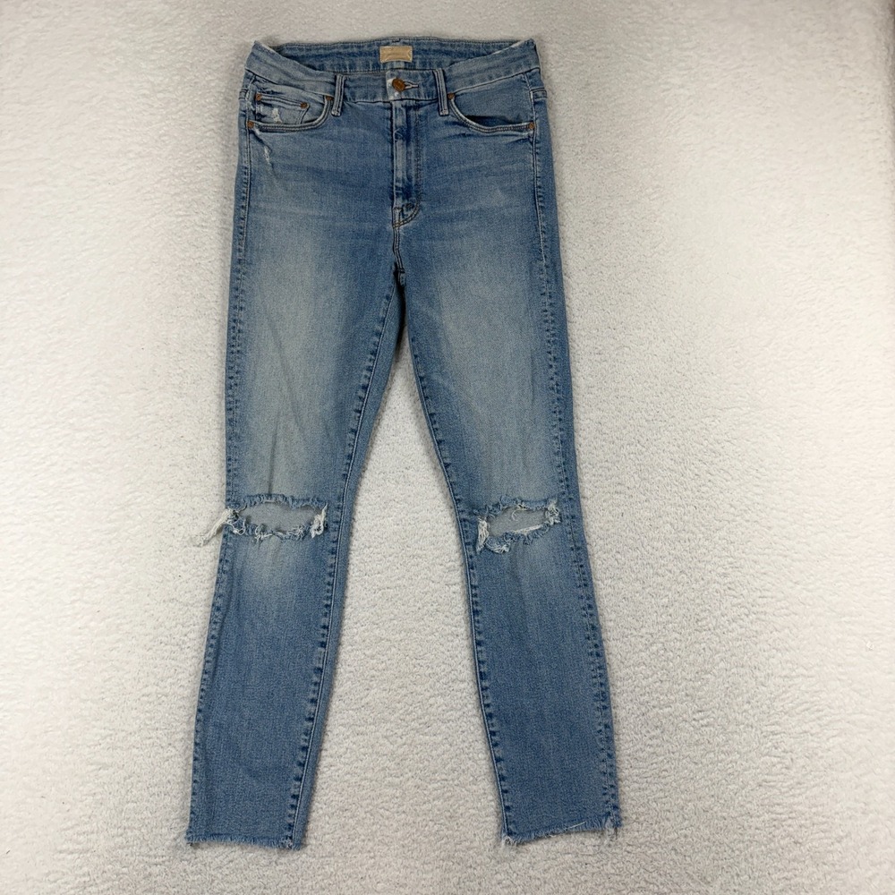 MOTHER The Looker High Waisted Ankle Fray Jeans Shoot To Thrill 28 26x26